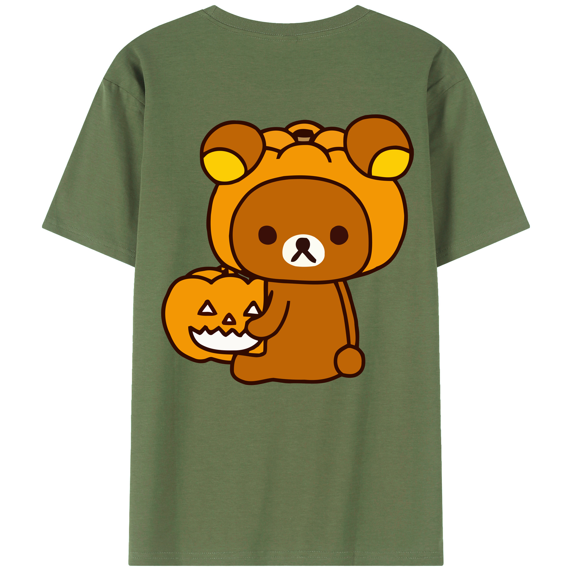 （画像用） リラックマ リラックマ キイロイトリ Rilakkuma Korilakkuma Kiiroitori 綿100％ メンズ半袖Tシャツ（バックプリント） 通気性